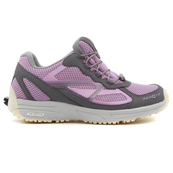 ZeroTie Shoes - ZeroTie Hands Free Sneakers Size 8.5 Purple Gray Pull On Tying Mechanism On Back